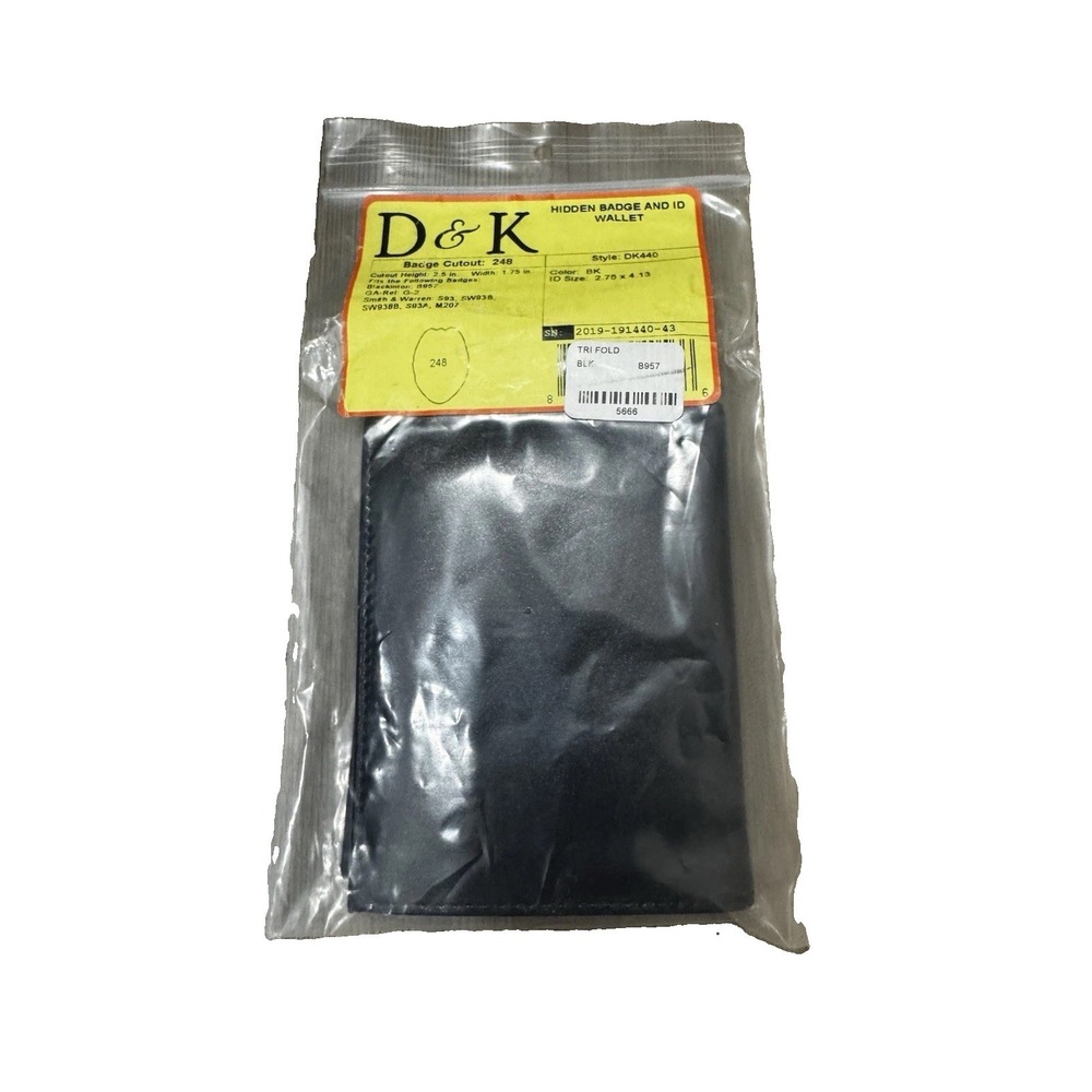 D&K 440 HIDDEN BADGE & ID HOLDER BIFOLD LEATHER WALLET SHIELD